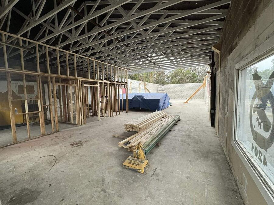 FOE lodge interior renovation, bar area construction