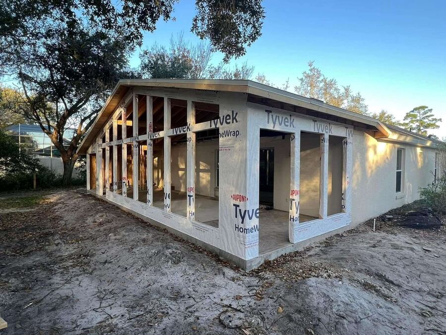Sunroom addition structural framing
