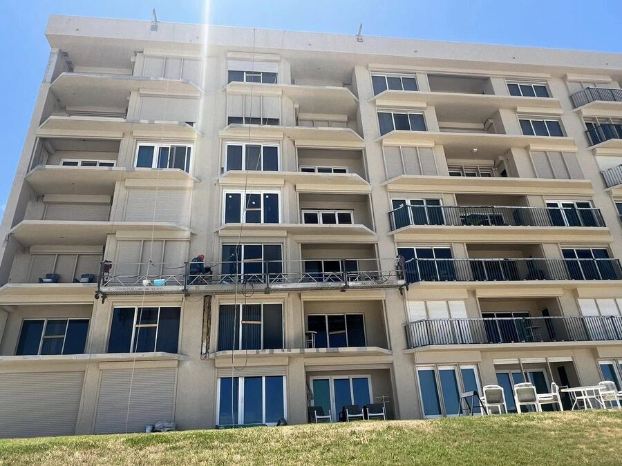 Condo tower structural restoration in progress